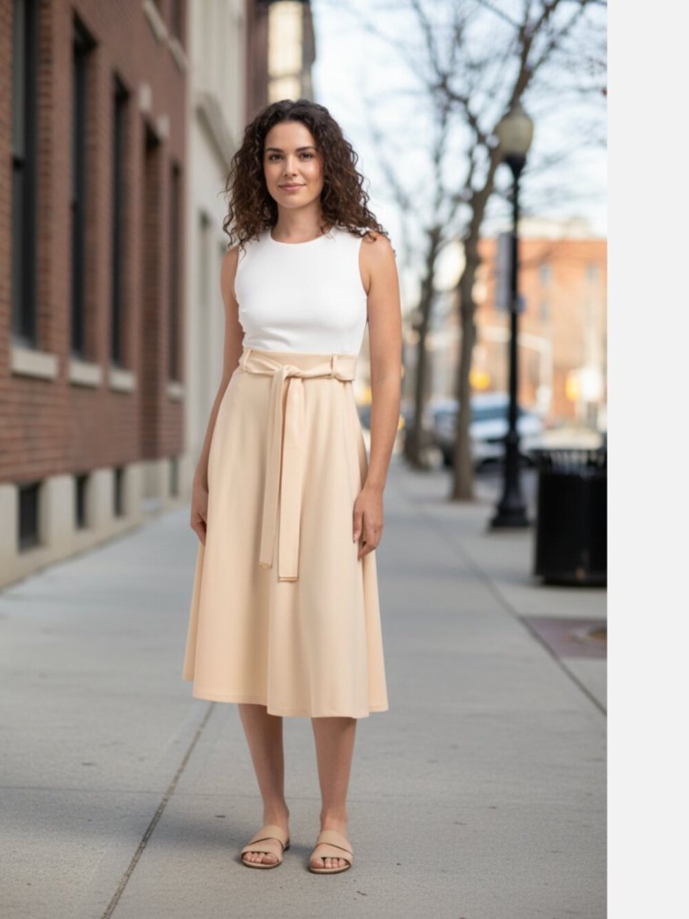 NWOT Calvin Klein Color Block Belted Midi Dress SZ-4